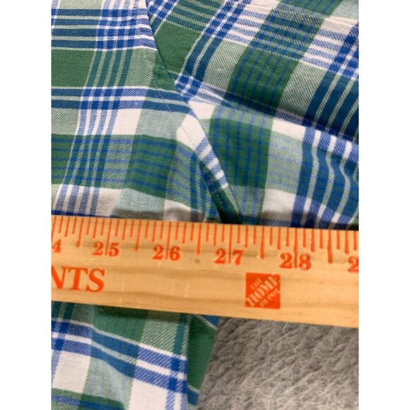 Vineyard Vines Cotton Linen Blend Plaid Button Down Shirt (Men's XXL) Blue - Picture 8 of 12